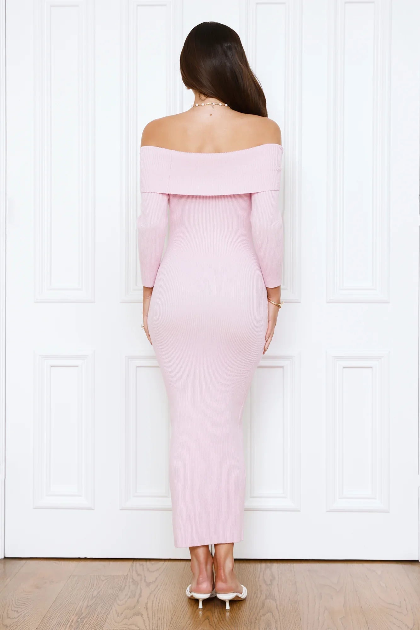 Chilled Luxe Off Shoulder Knit Maxi Dress Pink